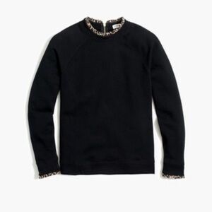 NWT JCrew Woven Leopard Print ruffleneck pullover sweatshirt